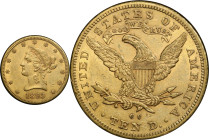 1893-CC Liberty Head Eagle. AU-55 (PCGS). CAC.
PCGS# 8726. NGC ID: 2672.
From the Fairmont Collection - Albertine Set.
From the Fairmont Collection...