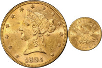 1894 Liberty Head Eagle. MS-63 (PCGS).
PCGS# 8729. NGC ID: 2675.
From the Fairmont Collection - Albertine Set.
From the Fairmont Collection - Alber...