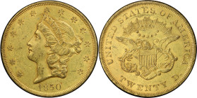 1850 Liberty Head Double Eagle. AU-55 (PCGS).
PCGS# 8902. NGC ID: 268F.
From the Fairmont Collection - Albertine Set.
From the Fairmont Collection ...