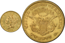 1851 Liberty Head Double Eagle. AU-58 (PCGS). CAC.
PCGS# 8904. NGC ID: 268H.
From the Fairmont Collection - Albertine Set.
From the Fairmont Collec...
