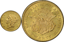 1852 Liberty Head Double Eagle. AU-58 (PCGS).
PCGS# 8906. NGC ID: 268K.
From the Fairmont Collection - Albertine Set.
From the Fairmont Collection ...