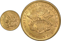 1853 Liberty Head Double Eagle. MS-60 (PCGS).
PCGS# 8908. NGC ID: 268M.
From the Fairmont Collection - Albertine Set.
From the Fairmont Collection ...