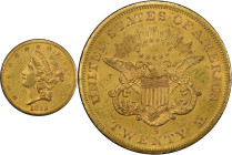 1855-S Liberty Head Double Eagle. MS-61 (PCGS).
PCGS# 8916. NGC ID: 268X.
From the Fairmont Collection - Albertine Set.
From the Fairmont Collectio...