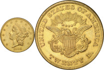 1856 Liberty Head Double Eagle. AU-55 (PCGS). CAC.
PCGS# 8917. NGC ID: 268Y.
From the Fairmont Collection - Albertine Set.
From the Fairmont Collec...