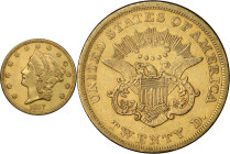 1857 Liberty Head Double Eagle. EF-40 (PCGS). CAC.
PCGS# 8920. NGC ID: 2693.
From the Fairmont Collection - Albertine Set.
From the Fairmont Collec...