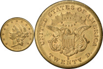 1859-S Liberty Head Double Eagle. AU-55 (PCGS). CAC.
PCGS# 8928. NGC ID: 269C.
From the Fairmont Collection - Albertine Set.
From the Fairmont Coll...