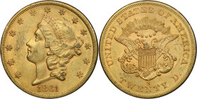 1861-S Liberty Head Double Eagle. MS-61 (PCGS).
PCGS# 8935. NGC ID: 269K.
PCGS Population: 22; 11 finer (MS-63+ finest).
From the Fairmont Collecti...
