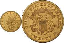 1863 Liberty Head Double Eagle. AU-50 (PCGS).
PCGS# 8939. NGC ID: 269P.
From the Fairmont Collection - Albertine Set.
From the Fairmont Collection ...
