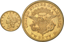 1863-S Liberty Head Double Eagle. AU-53 (PCGS). CAC.
PCGS# 8940. NGC ID: 269R.
From the Fairmont Collection - Albertine Set.
From the Fairmont Coll...