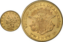 1864 Liberty Head Double Eagle. AU-55 (PCGS). CAC.
PCGS# 8941. NGC ID: 269S.
From the Fairmont Collection - Albertine Set.
From the Fairmont Collec...