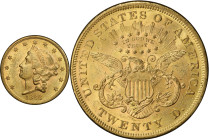 1866 Liberty Head Double Eagle. MS-60 (PCGS).
PCGS# 8949. NGC ID: 269X.
From the Fairmont Collection - Albertine Set.
From the Fairmont Collection ...