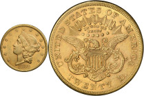 1869-S Liberty Head Double Eagle. AU-55 (PCGS).
PCGS# 8956. NGC ID: 26A6.
From the Fairmont Collection - Albertine Set.
From the Fairmont Collectio...