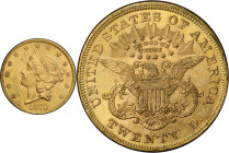 1870 Liberty Head Double Eagle. MS-61 (PCGS).
PCGS# 8957. NGC ID: 26A7.
From the Fairmont Collection - Albertine Set.
From the Fairmont Collection ...