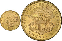 1872 Liberty Head Double Eagle. MS-61 (PCGS).
PCGS# 8963. NGC ID: 26AD.
From the Fairmont Collection - Albertine Set.
From the Fairmont Collection ...