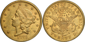 1873-S Liberty Head Double Eagle. Close 3. AU-55 (PCGS). CAC.
PCGS# 8969. NGC ID: 26AK.
From the Fairmont Collection - Albertine Set.
From the Fair...