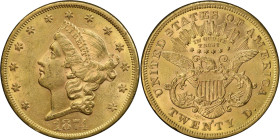1874-S Liberty Head Double Eagle. MS-60 (PCGS).
PCGS# 8972. NGC ID: 26AR.
From the Fairmont Collection - Albertine Set.
From the Fairmont Collectio...