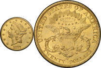 1877-CC Liberty Head Double Eagle. AU-55 (PCGS).
PCGS# 8983. NGC ID: 26AZ.
From the Fairmont Collection - Albertine Set.
From the Fairmont Collecti...