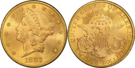 1883-S Liberty Head Double Eagle. MS-63 (PCGS). CAC.
PCGS# 9000. NGC ID: 26BJ.
CAC Stickered Population: 13; 5.
From the Fairmont Collection - Albe...