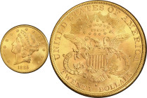 1885-S Liberty Head Double Eagle. MS-64 (PCGS). CAC.
PCGS# 9005. NGC ID: 26BP.
CAC Stickered Population: 9; 0.
From the Fairmont Collection - Alber...