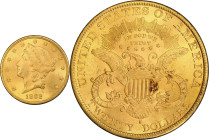 1892-S Liberty Head Double Eagle. MS-62 (PCGS). CAC.
PCGS# 9021. NGC ID: 26C7.
From the Fairmont Collection - Albertine Set.
From the Fairmont Coll...