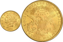 1894-S Liberty Head Double Eagle. MS-63 (PCGS).
PCGS# 9026. NGC ID: 26CC.
From the Fairmont Collection - Albertine Set.
From the Fairmont Collectio...