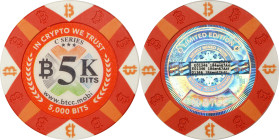 2016 BTCC "Poker Chip" 0.005 Bitcoin. Loaded. Firstbits 184en67A4f. Serial No. E01346. Series C. Clay Composite. MS-70 (PCGS).
PCGS# 919746.
PCGS Po...