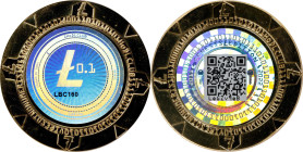 2022 1HoDLCLUB "Poker Chip" 0.1 Litecoin. Loaded. Firstbits LeGZv9eBV. Serial No. LBC160. Brass. MS-67 (ICG).