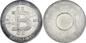 Unfunded 2012 Casascius "Bitnickel" 5 Bitcoin. Series 1 and Series 2 Type. Nickel Plated Brass. MS-66 (ICG).
PCGS# 891007.