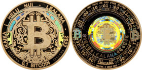 Unfunded 2022 Lealana "Bitcoin Dime" 0.1 Bitcoin. Buyer-Funded. Firstbits 1C4cBGwq. Serial No. 28. Rainbow Gilt Finish. 1oz .999 Fine Silver. Proof-69...