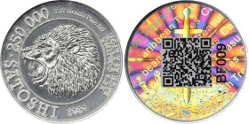 Unfunded 2024 Caribbean Treasurers "Lion" 0.0025 Bitcoin. Firstbits 1Gzv53LYho. Serial No. BF009. Silver. MS-70 (ICG).