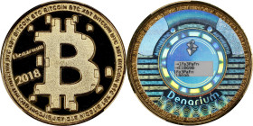 Unfunded 2018 Denarium "Custom Series" Bitcoin. Firstbits 1Fa3PaFn. Serial No. E18698. Gilt Copper. Proof-69 Deep Cameo (PCGS).
PCGS# 933835.
PCGS P...