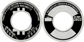 Unfunded 2022 Rarity Check DIY "Lost Coin" 0.01 Bitcoin. Silver. Proof-69 Deep Cameo (PCGS).
PCGS# 938573.
PCGS Population: 3; none finer.