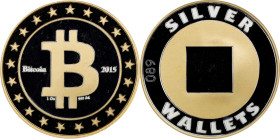 Unfunded 2015 Silver Wallets DIY Bitcoin. Design 3. Serial No. 89. Gilt Silver. MS-68 PL (ICG).