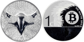 Unfunded 2014 Sol Noctis "Binary Eagle" 0.01 Bitcoin. Silver. MS-69 PL (ICG).
PCGS# 891791.