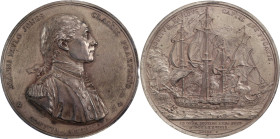 "1779" (1880-1901) Captain John Paul Jones / Bonhomme Richard vs. Serapis Naval Medal. Paris Mint Restrike. Adams-Bentley 8, Betts-568, Julian NA-1. S...