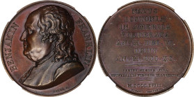 "1818" Benjamin Franklin Series Numismatica Medal. By Armand Caque. Greenslet GM-42. Bronze. Plain Edge. MS-64 (NGC). WINGS.
From the Estate of Harry...