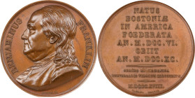 "1818" Benjamin Franklin Series Numismatica Medal. By Godel. Greenslet GM-43. Bronze. MONACHII Edge. MS-64 (NGC).
From the Estate of Harry Garrison. ...