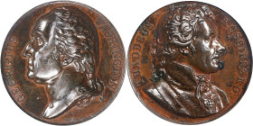 Undated (ca. 1818) Series Numismatica Medal. Washington - Kosciuszko Mule. Musante GW-99, Baker-Unlisted. Bronze. Unc Details--Environmental Damage (N...