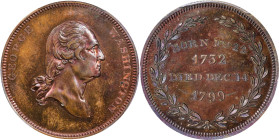 "1799" (ca. 1859) Cogan Series Birth and Death Medal. Musante GW-244, Baker-136A. Copper. Reeded Edge. MS-65 BN (PCGS).
From the Estate of Harry Garr...