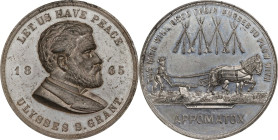 "1865" (1868) Ulysses S. Grant Campaign Medal. DeWitt-USG 1868-4a, var. White Metal. MS-62 (NGC).
From the Estate of Harry Garrison. 
From the Estat...