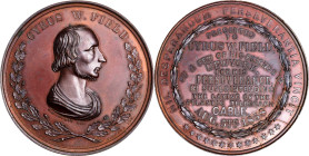 1858 Cyrus W. Field Laying of the Atlantic Telegraph Cable Medal. Second Reverse. By George Hampden Lovett, Published by Augustus B. Sage. Copper, Bro...