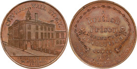 "1812" (ca. 1860s) Sage's Historical Token. No. 2, City Hall, Wall Street, N.Y. Restrike. Bowers-2. Die State I. Copper. Plain Edge. MS-64 BN (PCGS).