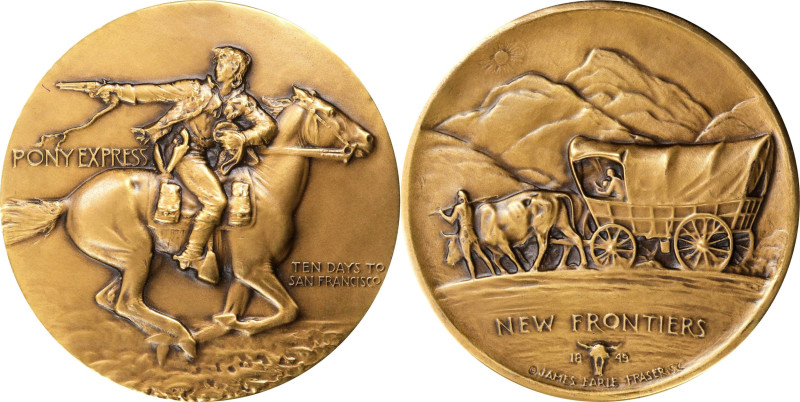 1952 Pony Express - New Frontiers Medal. By James Earle Fraser. Alexander-SOM 45...