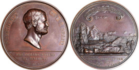 1869 Pacific Railway Completion Medal. HK-12, Julian CM-39. Rarity-5. Bronze. Mint State.
From the Dick Johnson Collection.
From the Dick Johnson Co...