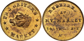 NEW YORK. New York. Undated (1861-1865) Philip J. Seiter. Fuld-630BQ-1b. Rarity-1. Brass. Plain Edge. MS-63 (NGC).