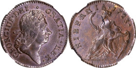 1723 Wood's Hibernia Halfpenny. Martin 4.27-Gc.6, W-13120. Rarity-2. AU-53 BN (NGC).
PCGS# 180. NGC ID: F7J4.