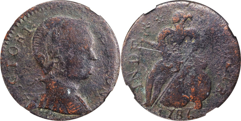 1786 Vermont Copper. RR-9, Bressett-7-F, W-2040. Rarity-3. Baby Head. Fine Detai...