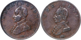 Undated (ca. 1820) Washington Double-Head Cent. Musante GW-110, Baker-6, W-11200. Plain Edge. EF-45 (PCGS).
PCGS# 692. NGC ID: 2B6W.