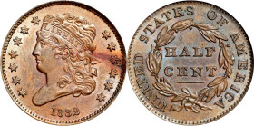 1832 Classic Head Half Cent. C-1. Rarity-2. MS-63 BN (NGC).
PCGS# 1159. NGC ID: 222Y.