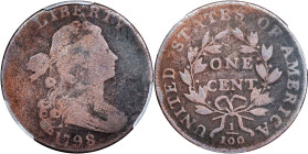 1798 Draped Bust Cent. Style II Hair. Good Details--Environmental Damage (PCGS).
PCGS# 1434. NGC ID: 2244.